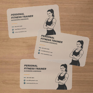 Woman Silhouette - Simple Fitness Trainer Clear Business Cards