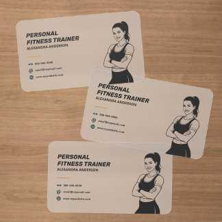 Woman Silhouette - Simple Fitness Trainer Clear Business Cards