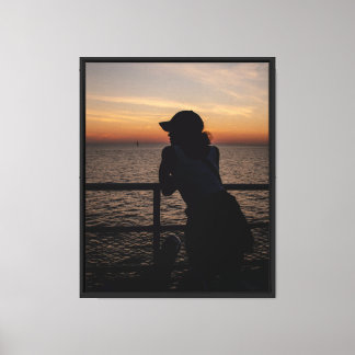 Woman Silhouetted Stretched Canvas Print