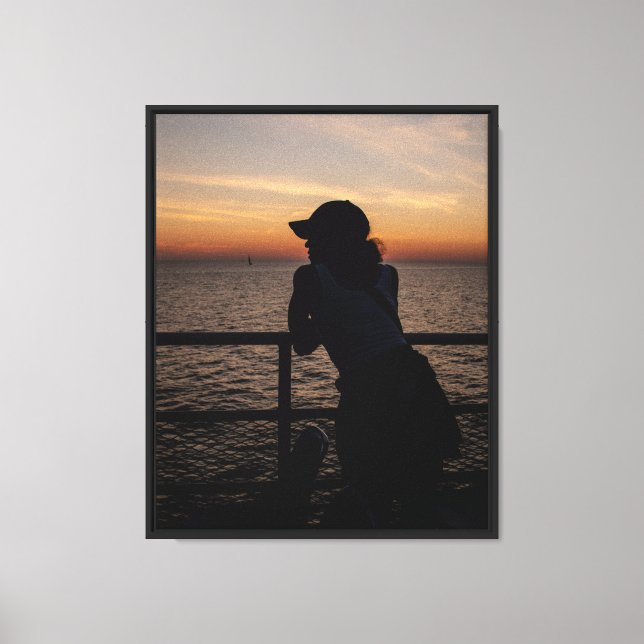 Woman Silhouetted Stretched Canvas Print (Front)