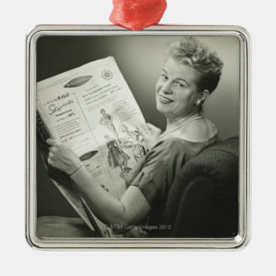 Woman Sitting in Chair Metal Ornament