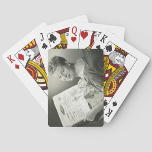 Woman Sitting in Chair Poker Cards