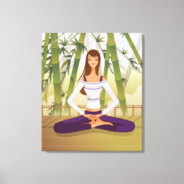 Woman sitting in lotus position, meditating canvas print (Front)