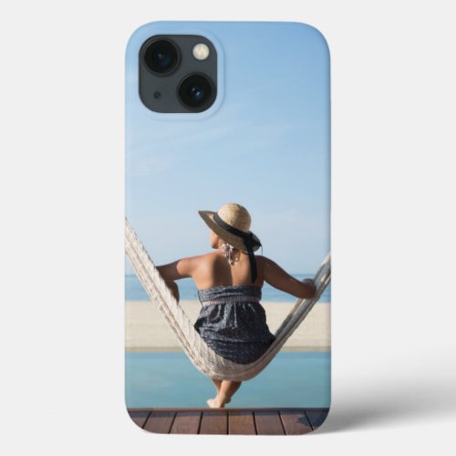 Woman Sitting On A Hammock At A Small Hotel iPhone 13 Case