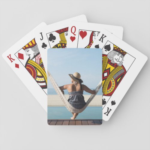 Woman Sitting On A Hammock At A Small Hotel Poker Cards