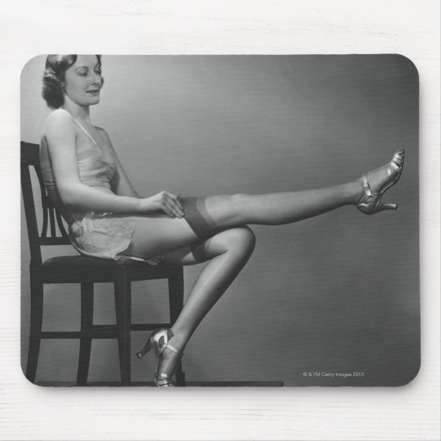 Woman Sitting on Chair Mouse Pad (Front)