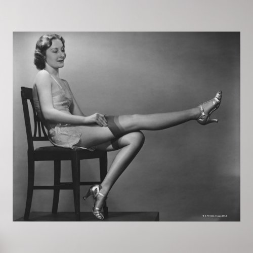 Woman Sitting on Chair Poster