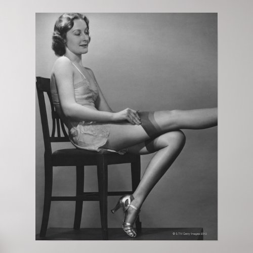 Woman Sitting on Chair Poster