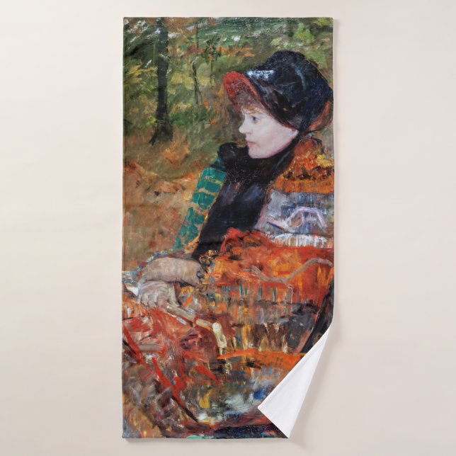 Woman Sitting on the Bench, Mary Cassatt Bath Towel (Bath Towel)