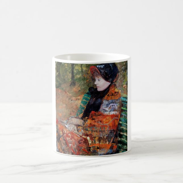 Woman Sitting on the Bench, Mary Cassatt Coffee Mug (Center)