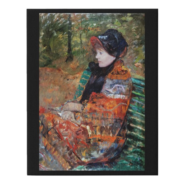 Woman Sitting on the Bench, Mary Cassatt Faux Canvas Print (Front)