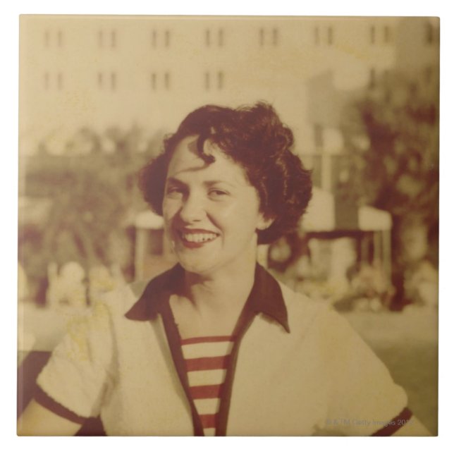 Woman Sitting Outside Ceramic Tile (Front)