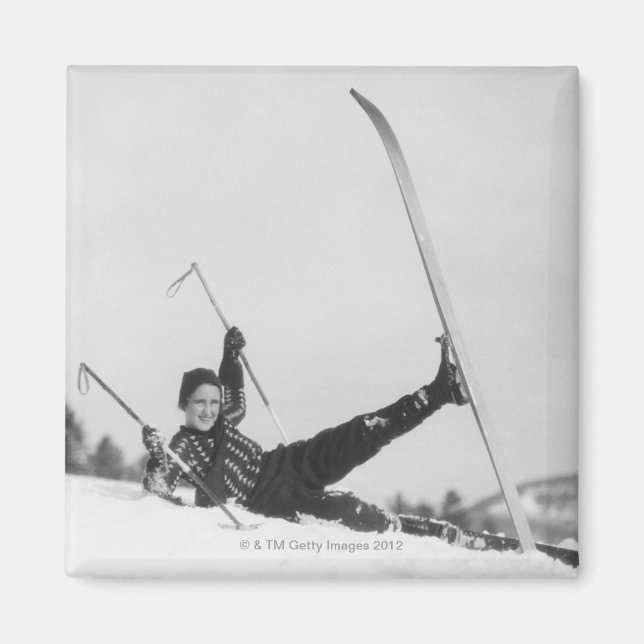 Woman Skier 2 Magnet (Front)