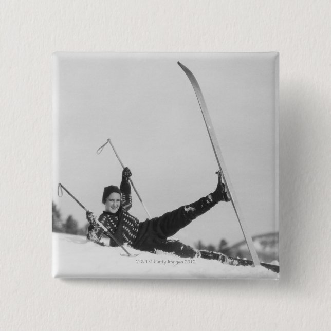 Woman Skier 2 Pinback Button (Front)