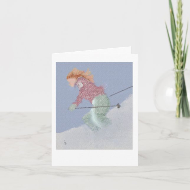 Woman Skier Art Card (Front)