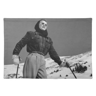 Woman Skier Cloth Placemat