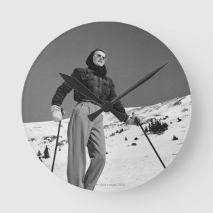Woman Skier Round Clock