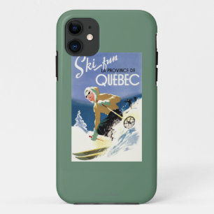 Woman Skiing - Both English and French Poster iPhone 11 Case