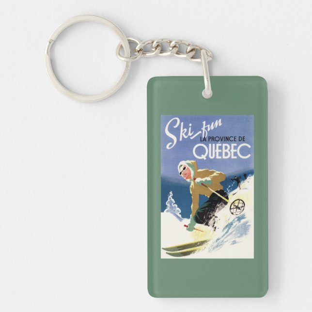 Woman Skiing - Both English and French Poster Keychain (Front)