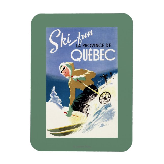 Woman Skiing - Both English and French Poster Magnet (Vertical)