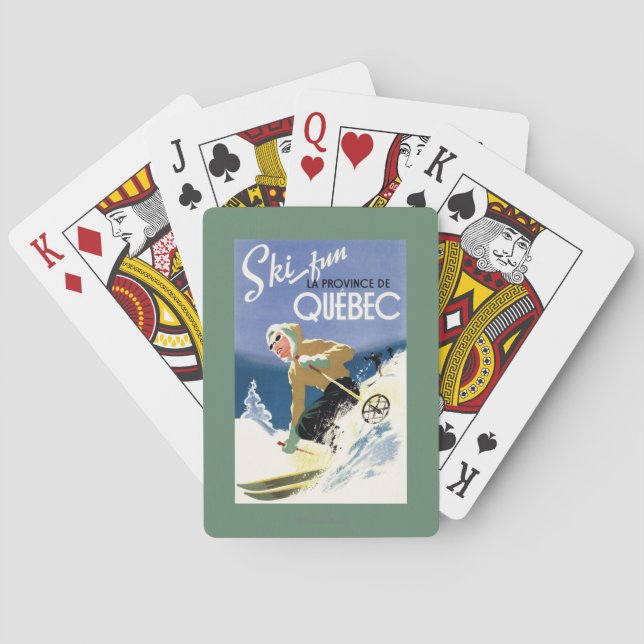 Woman Skiing - Both English and French Poster Poker Cards (Back)