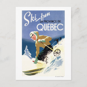 Woman Skiing - Both English and French Poster Postcard
