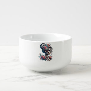 Woman Skull Dia De Los Muertos Skeleton Soup Mug