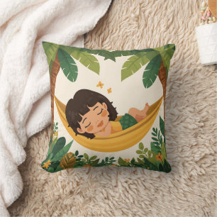 Woman Sleeping Hammock Tropical Nature Brazil T-Sh Throw Pillow