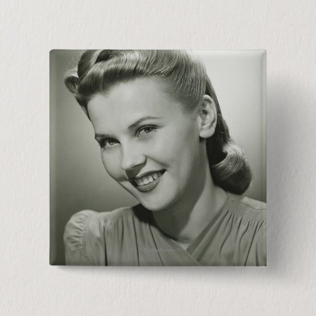 Woman Smiling 2 Pinback Button (Front)