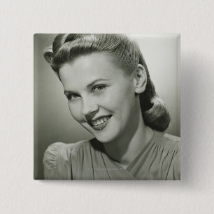 Woman Smiling 2 Pinback Button