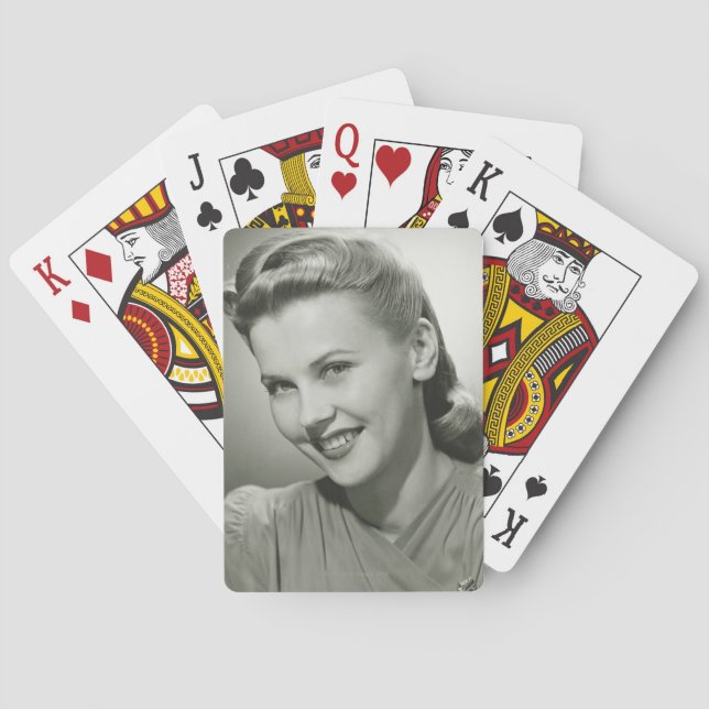 Woman Smiling 2 Poker Cards (Back)