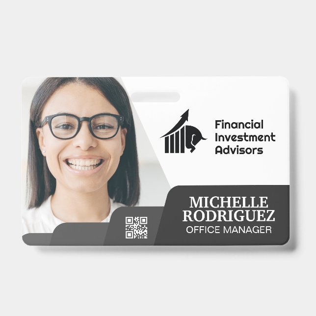 Woman Smiling | Corporate | Barcode Business Card Badge (Front)