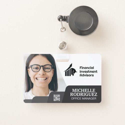 Woman Smiling  Corporate  Barcode Business Card Badge