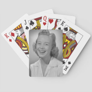 Woman Smiling Poker Cards