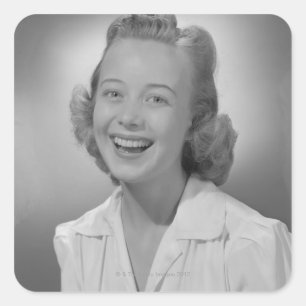 Woman Smiling Square Sticker