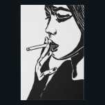 Woman Smoking Abstract Black & white original art Faux Canvas Print<br><div class="desc">Woman Smoking Abstract Black & white ink drawing Original art Faux Canvas Print</div>