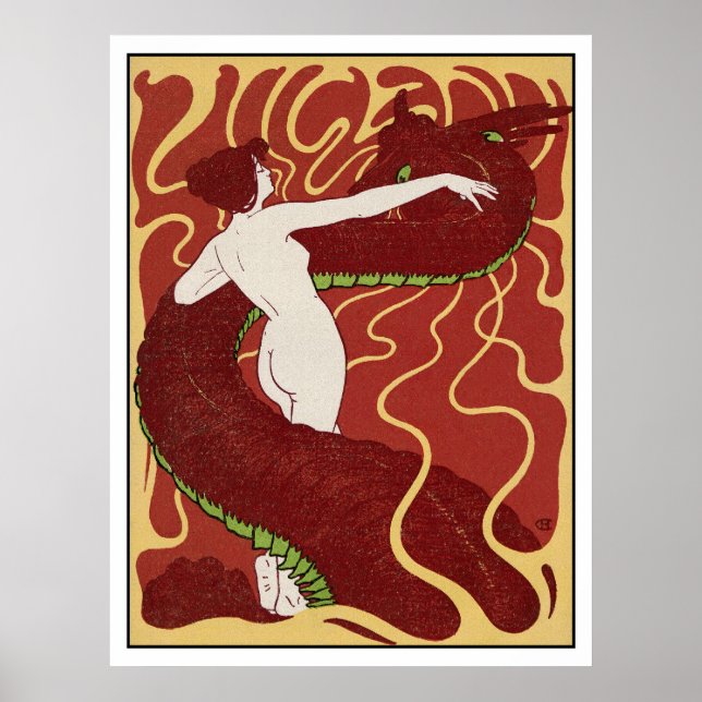 Woman & Snake - Art Nouveau - Jugend Art Poster (Front)