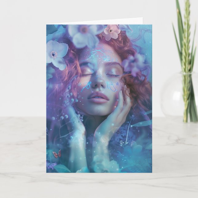 *~*Woman  Spiritual Mediation FLORAL SC4 BLANK Thank You Card (Front)