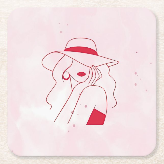 Woman Square Paper Coaster (Front)