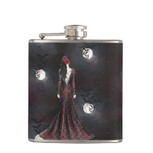 WOMAN STANDING IN A SPOOKY NIGHT SKY WITH BIRDS