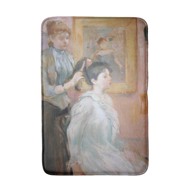 Woman Styling Daughter's Hair (by Berthe Morisot) Bath Mat (Front Vertical)