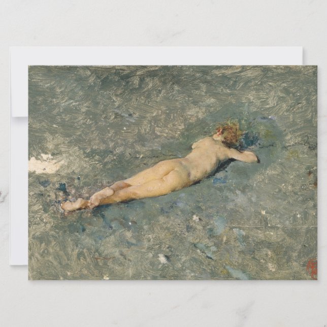 Woman Sunbathing on the Beach at Portici Card (Front)
