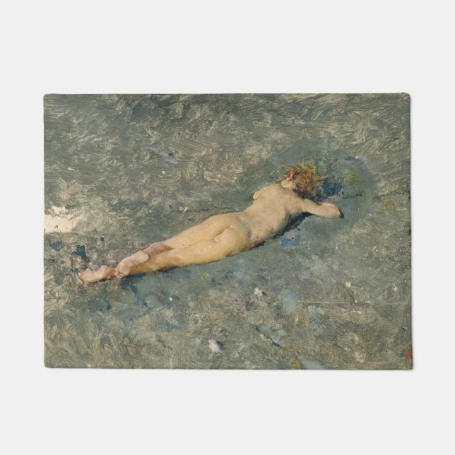 Woman Sunbathing on the Beach at Portici Doormat (Front)