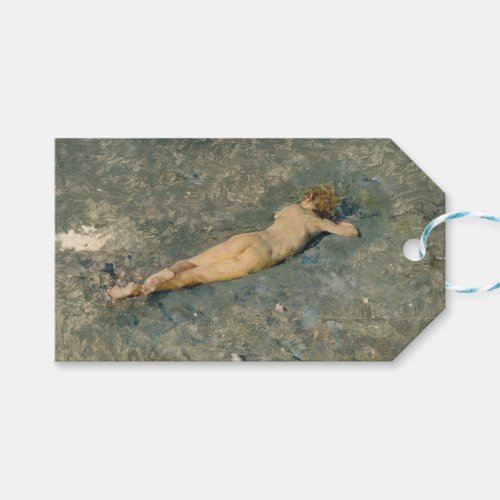 Woman Sunbathing on the Beach at Portici Gift Tags