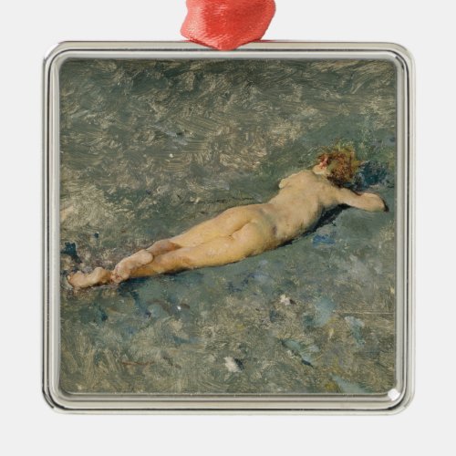 Woman Sunbathing on the Beach at Portici Metal Ornament
