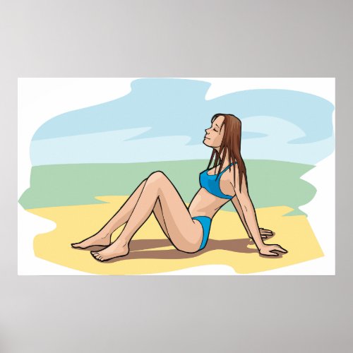 Woman Sunbathing Poster