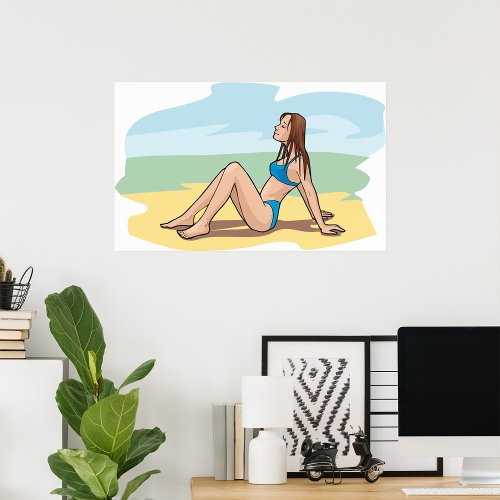 Woman Sunbathing Poster