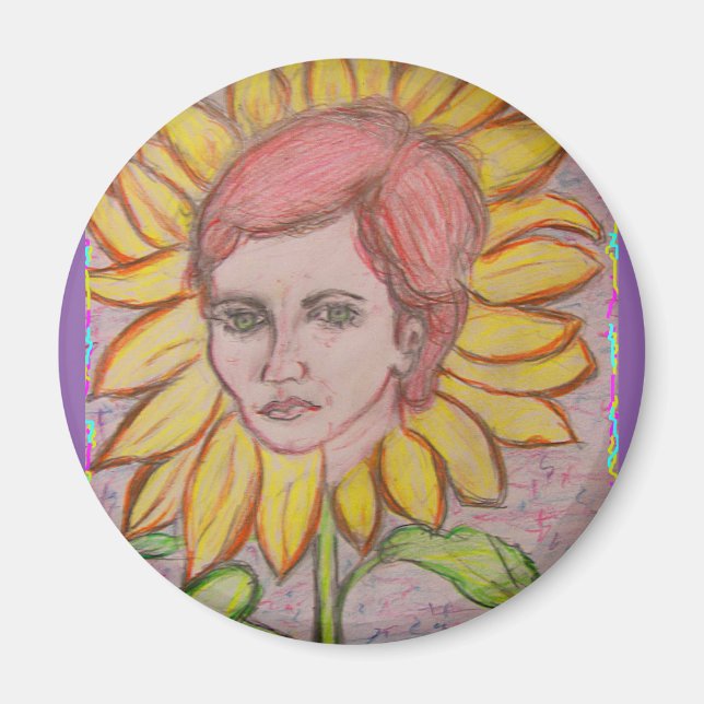Woman Sunflower Magnet (Front)