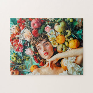 Woman surrounded by fruits and blossoms jigsaw puzzle