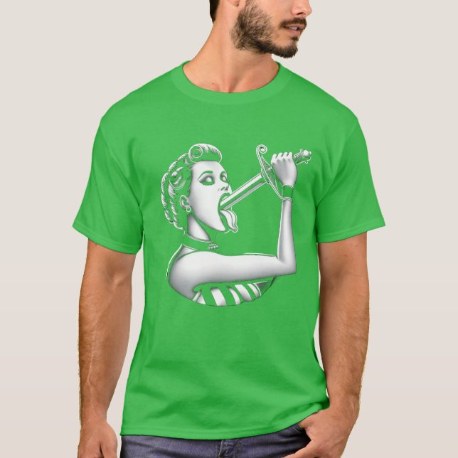 Woman Swallowing Sword Side Show Carnival boy T-Shirt (Front)
